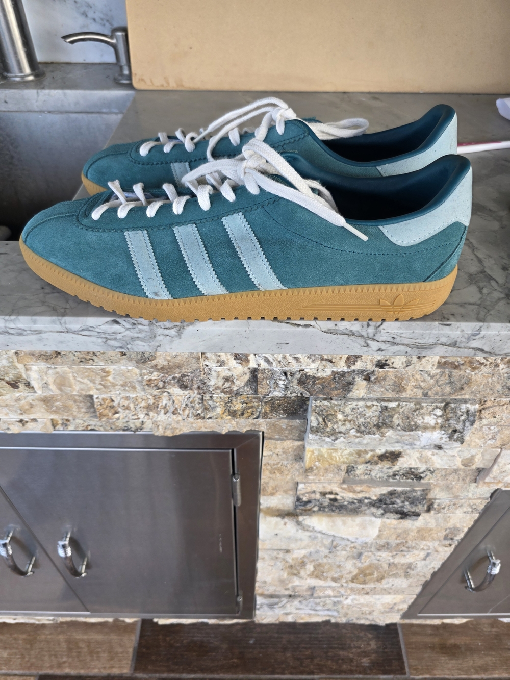 Adidas Men’s Teal Suede Sneakers with Gum Sole